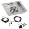 American Fireglass SS-SQPKIT-N-12 Natural Gas 12" Square Stainless Steel Drop-in Pan with Spark Ignition Kit (6" Fire Pit Ring)
