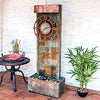 Sunnydaze 49-Inch Slate Outdoor Water Fountain with Clock and LED Light
