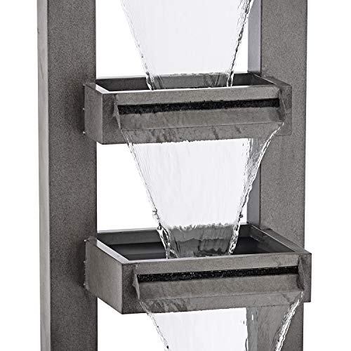 Alpine Corporation 43" Tall Outdoor Multi-Tier Modern Industrial Metal Fountain