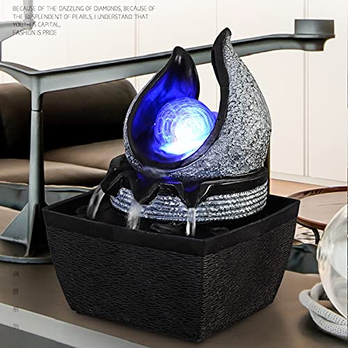 WICHEMI Water Fountain Indoor Fountains with Illuminated Rolling Ball, Feng Shui Zen Tabletop Waterfall Fountains Calming Water Sound Relaxation Fountain for Home Office Decor (Style 1)