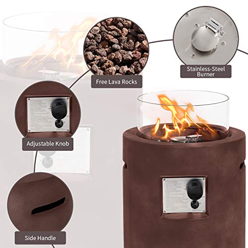 SUNBURY Outdoor Propane Burning Fire Bowl Column
