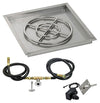 American Fireglass SS-SQPKIT-N-24 Natural Gas 24" Square Stainless Steel Drop-in Pan with Spark Ignition Kit (18" Fire Pit Ring)