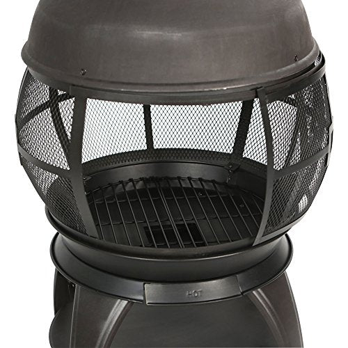 BALI OUTDOORS Outdoor Fireplace Wooden Fire Pit, Chimenea, Black
