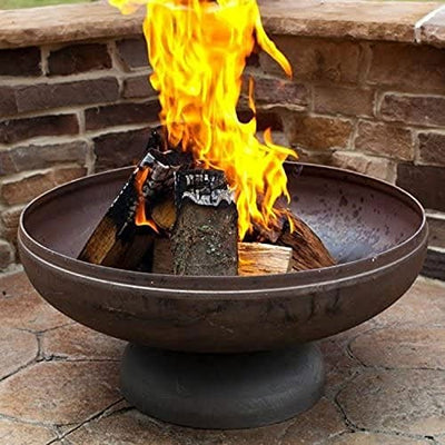 Ohio Flame Patriot 36-Inch Round 3/8-Inch Thick Solid Carbon Steel Wood-Burning Outdoor Backyard Fire Bowl Pit with Center Drainage Hole, Silver