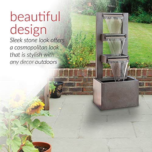 Alpine Corporation 43" Tall Outdoor Multi-Tier Modern Industrial Metal Fountain