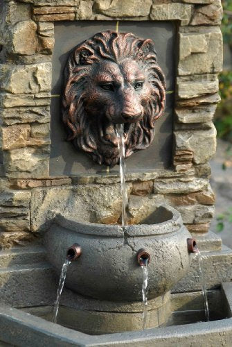 Jeco Outdoor/Indoor Lion Head Decorative Garden Fountain