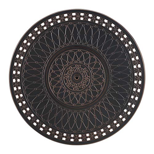 Fire Sense Columbia 34" Round LPG Aluminum LPG/NG Fire Pit Table | Antique Bronze Finish | Uses 20 Pound Propane Tank | Fire Bowl Lid, Vinyl Over and Clear Fire Glass Included