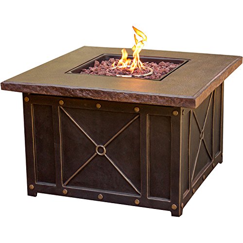 Cambridge CLASSIC1PCFP Square Gas Fire Pit with Durastone Top, 40&quot; Outdoor Furniture
