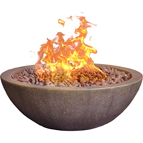 Bond Manufacturing 67504 Mondavi 36&quot; Round 65,000 BTU Faux Concrete Gas Fire Bowl, Height: 12.5&amp;quot, Brown