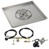 American Fireglass SS-SQPKIT-P-36 Propane 36" Square Stainless Steel Drop-in Pan with Spark Ignition Kit (18" Fire Pit Ring)