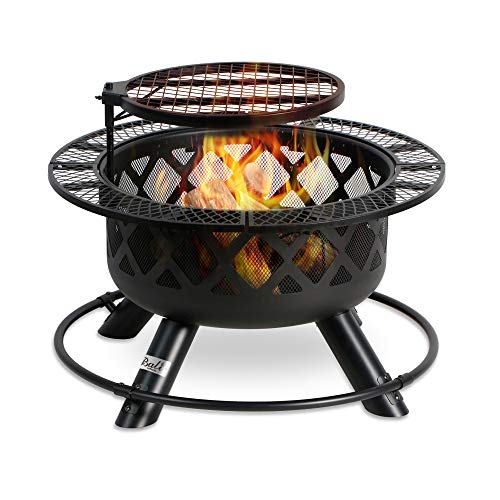 BALI OUTDOORS Wood Burning Fire Pit with Quick Removable Cooking Grill, Black, 32in