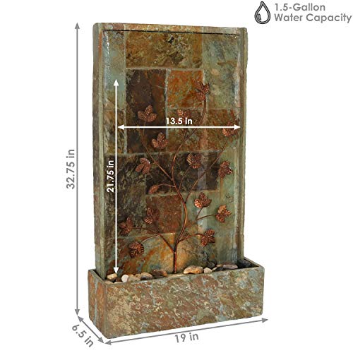 Sunnydaze Outdoor Waterfall Fountain with LED Light - Decorative Climbing Vines - Water Feature for Garden Walls, Fences, Yard, Deck and Patio - 32 Inch Tall