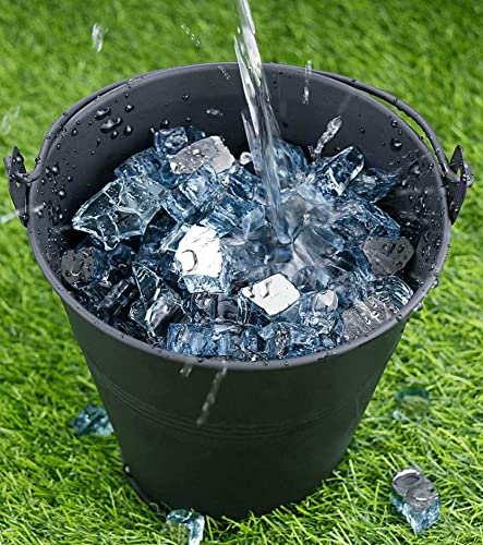 GRISUN Aqua Blue Fire Glass for Fire Pit, 20 Pounds 1/2 Inch High Luster Reflective Tempered Glass Rocks for Natural or Propane Fireplace, Safe for Outdoors and Indoors Firepit Glass