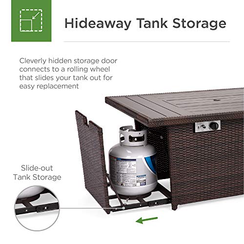 Best Choice Products 52in 50,000 BTU Outdoor Wicker Patio Propane Gas Fire Pit Table