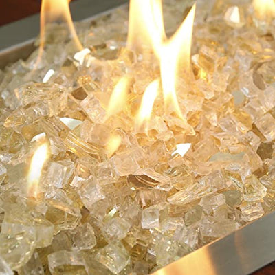 GRISUN Gold Fire Glass for Fire Pit, 20 Pounds 1/2 Inch High Luster Reflective Tempered Glass Rocks for Natural or Propane Fireplace, Safe for Outdoors and Indoors Firepit Glass