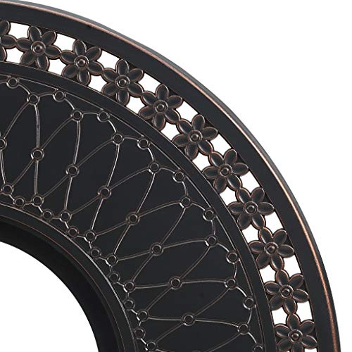 Fire Sense Columbia 34" Round LPG Aluminum LPG/NG Fire Pit Table | Antique Bronze Finish | Uses 20 Pound Propane Tank | Fire Bowl Lid, Vinyl Over and Clear Fire Glass Included