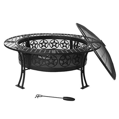 Sunnydaze Four Star Outdoor Wood Burning Fire Pit Table