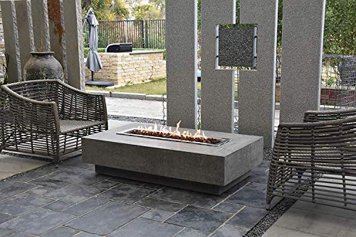 Elementi Manhattan 56 Inch Concrete Outdoor 45,000 BTU Square Natural Gas Ignition Patio Fire Pit Table with Lava Rock and Canvas Cover