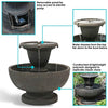 Sunnydaze 25-Inch H Streaming Falls 2-Tier Outdoor Water Fountain - Waterfall Feature for The Yard or Patio - Brown