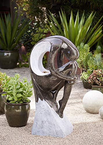 Graceful Form Modern Zen Outdoor Floor Water Fountain with Light LED 43" High for Yard Garden Patio Deck Home - John Timberland