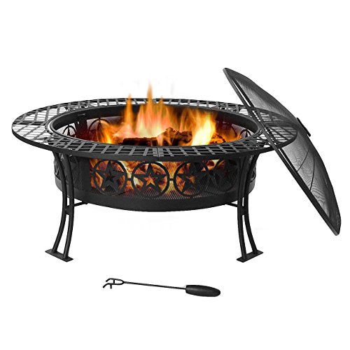 Sunnydaze Four Star Outdoor Wood Burning Fire Pit Table