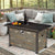 Vicluke 44 Inch Aluminum Propane Fire Pit Table with Faux Ledgestone