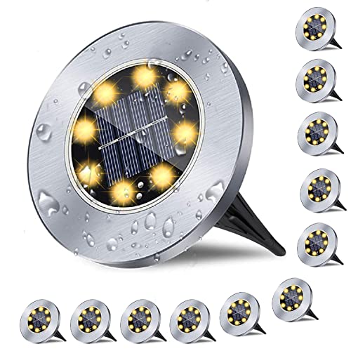 Rayolon Solar Ground Lights, Waterproof Solar Garden Lights  (12 Pack Warm Light)