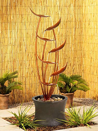 John Timberland Tiered Copper Leaves Modern Outdoor Floor Fountain and Waterfalls