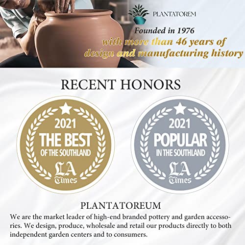 PLANTATOREM Tea Garden Fountain,27.5 Inch Tall, SELF CONTAINED, RED Copper ON OX RED, Modern Floor-Standing Waterfall Feature,Ceramic Fountain for Garden Patio,Yard Fountains Outdoor and Garden