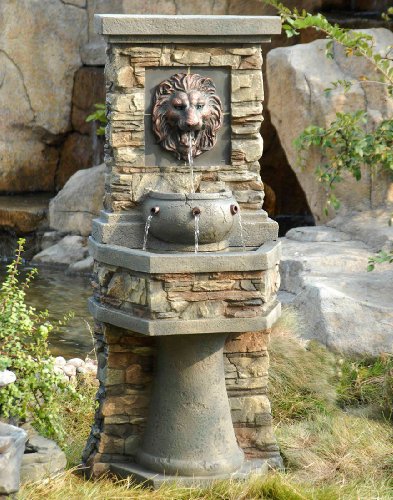 Jeco Outdoor/Indoor Lion Head Decorative Garden Fountain