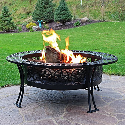 Sunnydaze Four Star Outdoor Wood Burning Fire Pit Table