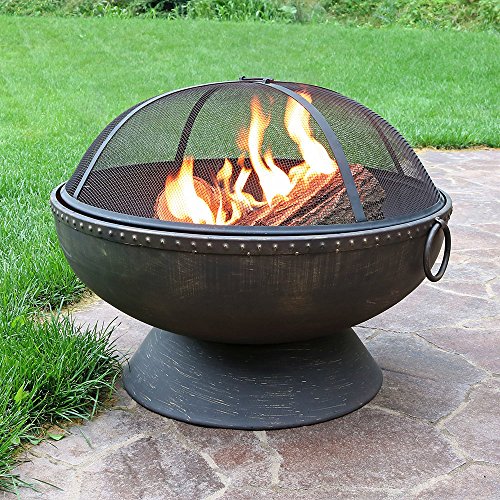 Sunnydaze Outdoor Fire Pit Bowl - 30 Inch Large Round