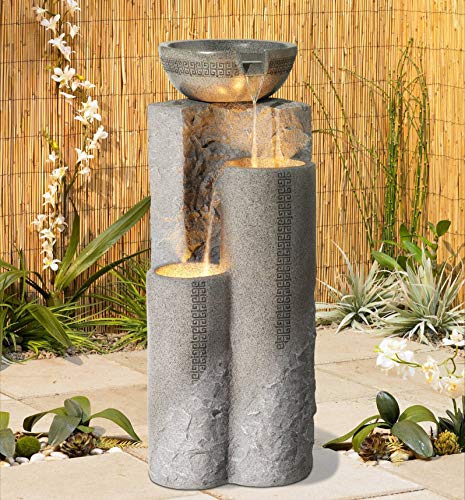 Lamps Plus Outdoor Floor Water Fountain 34 1/2" High Cascading Marble Finish Bowls LED