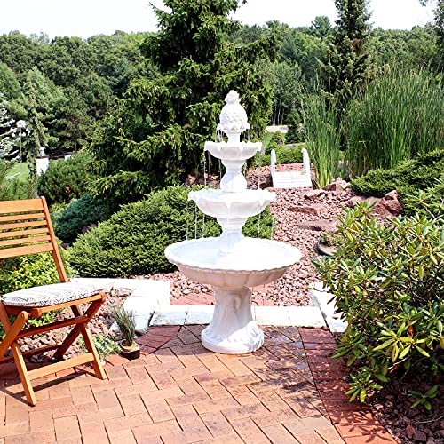 Sunnydaze 59-Inch H Welcome 3-Tier Outdoor Water Fountain - Waterfall Feature with Pineapple Topper for The Yard or Garden