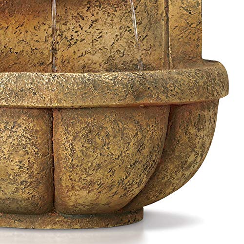 John Timberland Lion Head Roman Outdoor Wall Water Fountain LED Lights