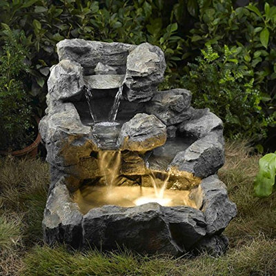 Jeco Rock Creek Cascading Outdoor Indoor Fountain with Illumination
