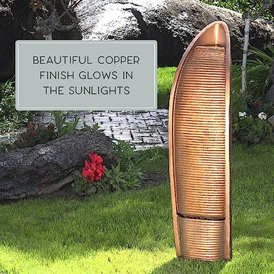 Bernini Cascada Outdoor Fountain with Pump, 41 Inch Tall Corded Waterfall Floor Fountains for Patio Garden Backyard Decking or Indoor Use, Copper