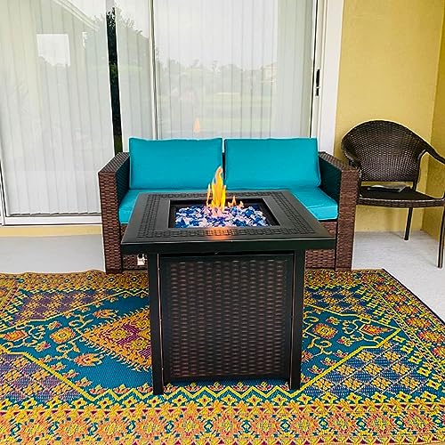GRISUN Bahama Blend Fire Glass for Fire Pit, 20 Pounds 1/2 Inch Tempered Glass Rocks for Natural or Propane Fireplace, Safe for Outdoors and Indoors Firepit Glass