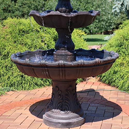Sunnydaze Grand Courtyard Outdoor Water Fountain - Large 80-Inch Tall Tiered Fountain & Backyard Water Feature - Dark Chestnut
