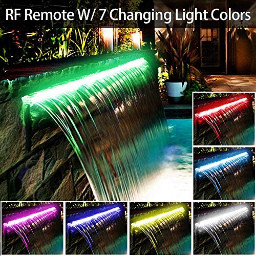 PONDO Lighted Waterfall Pool Fountain 36" with LED 7 Color Changing and Remote, Acrylic Waterfall Spillway for Sheer Descent Garden Outdoor
