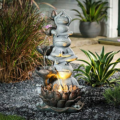 Jeco 31" Yoga Frogs Fountain with Led Light