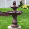 Sunnydaze 2-Tier Solar Powered Outdoor Water Fountain with Battery Backup - Outdoor Garden and Patio Decor Waterfall Feature - Rust Finish - 35 Inch
