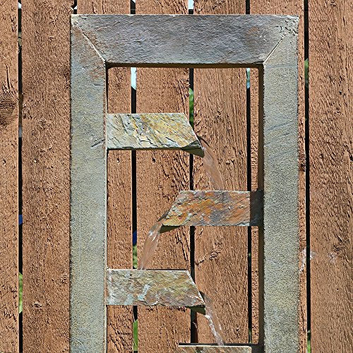 Sunnydaze Stacked Slate Outdoor Water Fountain - Large Freestanding Outside Floor Waterfall Fountain Feature for Garden, Backyard, Patio, Porch, or Yard - 49 Inch Tall